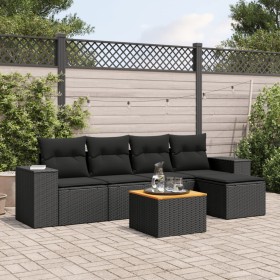 Set de sofás de jardín 6 piezas y cojines ratán sintético negro de , Conjuntos de jardín - Ref: Foro24-3225418, Precio: 374,1...