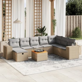 Juego de sofás jardín con cojines beige mezcla 9 pzas ratán PE de , Conjuntos de jardín - Ref: Foro24-3265210, Precio: 529,79...