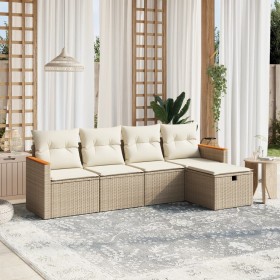 Juego de sofás jardín con cojines 5 pzas ratán sintético beige de , Conjuntos de jardín - Ref: Foro24-3265286, Precio: 307,39...