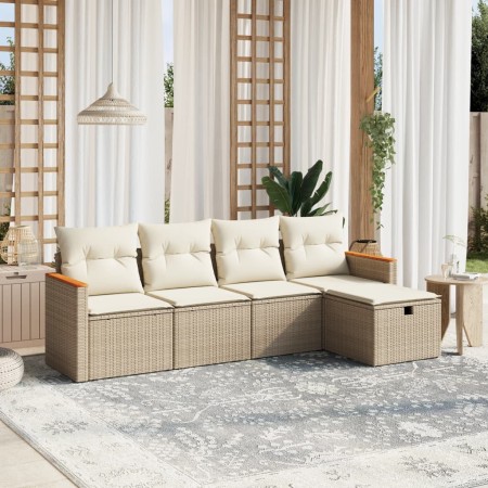 Juego de sofás jardín con cojines 5 pzas ratán sintético beige de , Conjuntos de jardín - Ref: Foro24-3265286, Precio: 307,39...