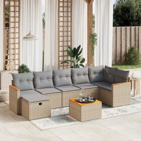 Juego de sofás jardín con cojines beige mezcla 8 pzas ratán PE de , Conjuntos de jardín - Ref: Foro24-3265322, Precio: 479,28...