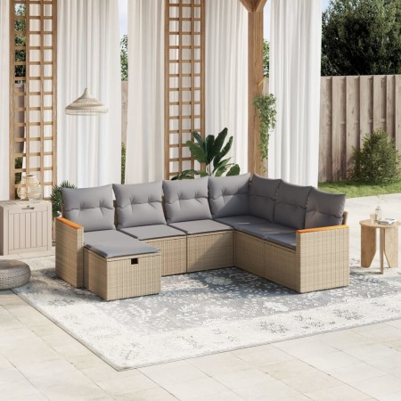 Juego de sofás jardín con cojines beige mezcla 7 pzas ratán PE de , Conjuntos de jardín - Ref: Foro24-3265329, Precio: 434,60...