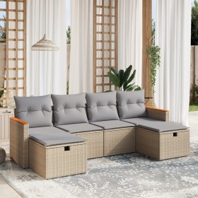 Juego de sofás jardín con cojines beige mezcla 6 pzas ratán PE de , Conjuntos de jardín - Ref: Foro24-3265343, Precio: 353,74...