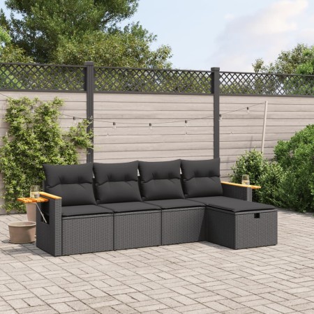 Set de muebles de jardín 5 pzas y cojines ratán sintético negro de , Conjuntos de jardín - Ref: Foro24-3265500, Precio: 321,9...