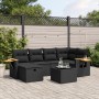 Set de comedor de jardín 7 pzas y cojines ratán sintético negro de , Conjuntos de jardín - Ref: Foro24-3265521, Precio: 448,9...