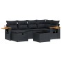 Set de comedor de jardín 7 pzas y cojines ratán sintético negro de , Conjuntos de jardín - Ref: Foro24-3265521, Precio: 448,9...
