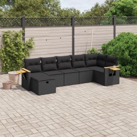 Set de comedor de jardín 7 pzas y cojines ratán sintético negro de , Conjuntos de jardín - Ref: Foro24-3265528, Precio: 467,2...