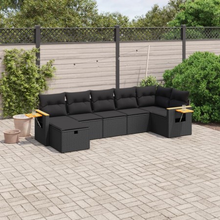 Set de comedor de jardín 7 pzas y cojines ratán sintético negro de , Conjuntos de jardín - Ref: Foro24-3265528, Precio: 467,2...