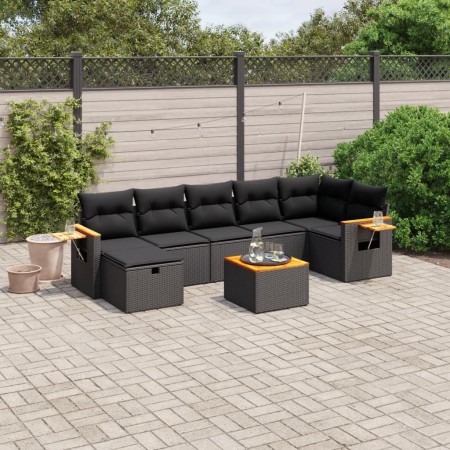 Set de sofás de jardín 8 piezas y cojines ratán sintético negro de , Conjuntos de jardín - Ref: Foro24-3265535, Precio: 502,5...