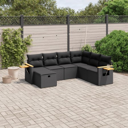 Set de comedor de jardín 7 pzas y cojines ratán sintético negro de , Conjuntos de jardín - Ref: Foro24-3265542, Precio: 467,2...