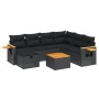 Set de sofás de jardín 8 piezas y cojines ratán sintético negro de , Conjuntos de jardín - Ref: Foro24-3265549, Precio: 502,5...