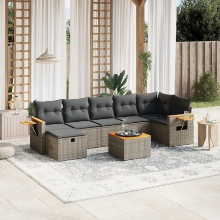 Set de sofás de jardín 8 pzas y cojines ratán sintético gris de , Conjuntos de jardín - Ref: Foro24-3265540, Precio: 470,10 €...