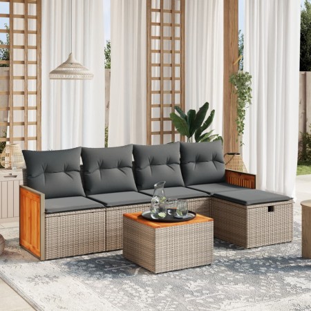 Set de muebles de jardín 6 pzas y cojines ratán sintético gris de , Conjuntos de jardín - Ref: Foro24-3265729, Precio: 331,82...