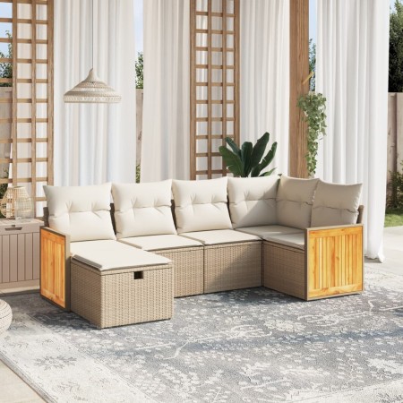 Juego de sofás jardín con cojines 6 pzas ratán sintético beige de , Conjuntos de jardín - Ref: Foro24-3265734, Precio: 392,63...