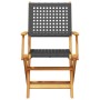 Sillas de jardín plegables 8 uds madera maciza y ratán PE negro en Sillas de jardín | Comprar online en Foru.es