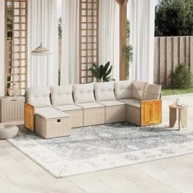 Set sofás de jardín 7 piezas y cojines ratán sintético beige de , Conjuntos de jardín - Ref: Foro24-3265748, Precio: 480,96 €...