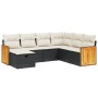 Set de comedor de jardín 7 pzas y cojines ratán sintético negro de , Conjuntos de jardín - Ref: Foro24-3265760, Precio: 390,4...