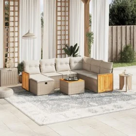 Juego de sofás de jardín con cojines beige 8 pzas ratán PE de , Conjuntos de jardín - Ref: Foro24-3265769, Precio: 519,09 €, ...