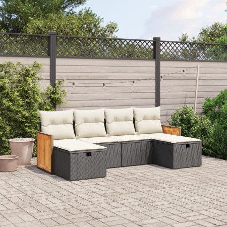 Set de sofás de jardín 6 piezas y cojines ratán sintético negro de , Conjuntos de jardín - Ref: Foro24-3265774, Precio: 332,4...