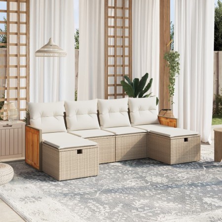 Juego de sofás jardín con cojines 6 pzas ratán sintético beige de , Conjuntos de jardín - Ref: Foro24-3265776, Precio: 362,67...
