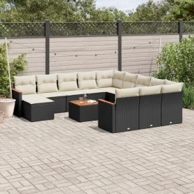 Garden sofa and cushion set 13 pieces black synthetic rattan by , Garden sets - Ref: Foro24-3258990, Price: 764,96 €, Discoun...
