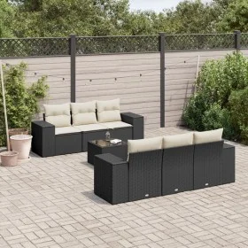 7-piece garden dining set and black synthetic rattan cushions by , Modular outdoor sofas - Ref: Foro24-3222305, Price: 481,10...