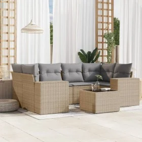 7-piece garden sofa set and beige synthetic rattan cushions by , Modular outdoor sofas - Ref: Foro24-3222318, Price: 455,24 €...