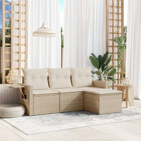Juego de sofás jardín con cojines 4 pzas ratán sintético beige de , Conjuntos de jardín - Ref: Foro24-3220067, Precio: 262,67...