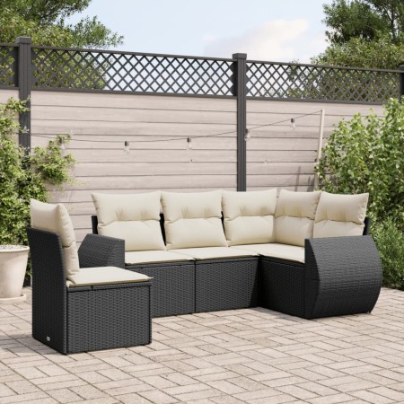 Set de muebles de jardín 5 pzas y cojines ratán sintético negro de , Conjuntos de jardín - Ref: Foro24-3221365, Precio: 325,5...