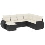 Set de comedor de jardín 7 pzas y cojines ratán sintético negro de , Sofás modulares de exterior - Ref: Foro24-3221695, Preci...
