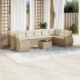 11-teiliges Gartensofa-Set mit beigen synthetischen Rattankissen von , Modulare Sofas für den Außenbereich - Ref: Foro24-3221...