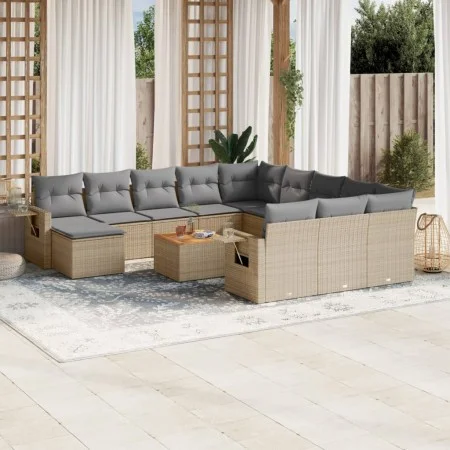 Garden sofa set with cushions 13 pieces beige synthetic rattan by , Modular outdoor sofas - Ref: Foro24-3224869, Price: 817,1...