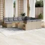 Garden sofa set with cushions 13 pieces beige synthetic rattan by , Modular outdoor sofas - Ref: Foro24-3224869, Price: 817,1...