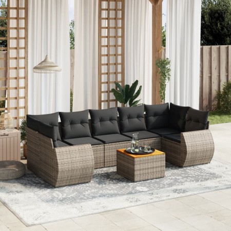 Set de sofás de jardín 8 pzas y cojines ratán sintético gris de , Conjuntos de jardín - Ref: Foro24-3224919, Precio: 507,45 €...