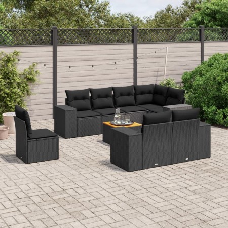 Set de sofás de jardín 8 piezas y cojines ratán sintético negro de , Conjuntos de jardín - Ref: Foro24-3225537, Precio: 663,8...