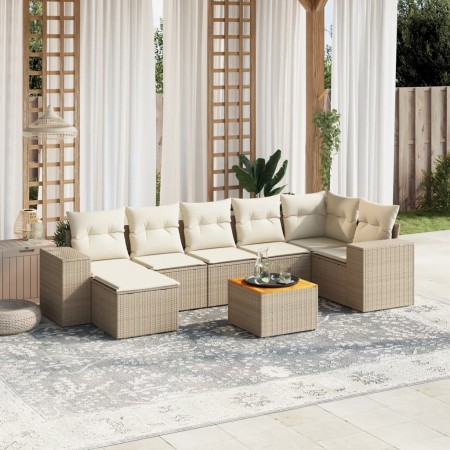 Juego de sofás de jardín con cojines beige 8 pzas ratán PE de , Conjuntos de jardín - Ref: Foro24-3225554, Precio: 509,48 €, ...