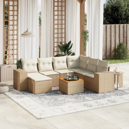 Juego de sofás de jardín con cojines beige 8 pzas ratán PE de , Conjuntos de jardín - Ref: Foro24-3225561, Precio: 509,48 €, ...