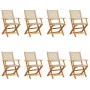 Sillas de jardín plegables 8 uds madera maciza y ratán PE beige en Sillas de jardín | Comprar online en Foru.es