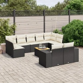 Garden sofa set 10 pieces with black synthetic rattan cushions by , Garden sets - Ref: Foro24-3225594, Price: 592,68 €, Disco...