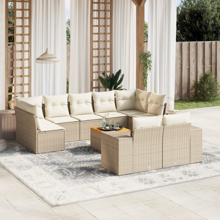 Juego de sofás jardín con cojines beige 10 pzas ratán sintético de , Conjuntos de jardín - Ref: Foro24-3225596, Precio: 652,1...