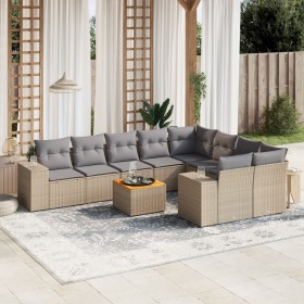 Juego de sofás jardín con cojines beige 10 pzas ratán sintético de , Conjuntos de jardín - Ref: Foro24-3225604, Precio: 590,0...