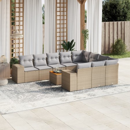 Set de sofás de jardín 11pzas con cojines ratán sintético beige de , Conjuntos de jardín - Ref: Foro24-3225625, Precio: 687,6...