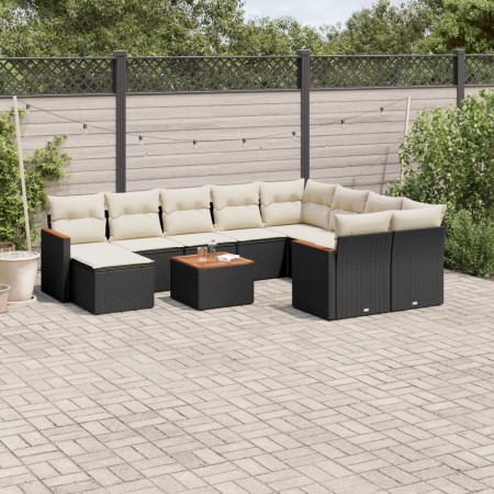 Set de sofás de jardín 11 pzas y cojines ratán sintético negro de , Conjuntos de jardín - Ref: Foro24-3226560, Precio: 573,73...