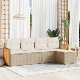 Juego de sofás jardín con cojines 5 pzas ratán sintético beige de , Conjuntos de jardín - Ref: Foro24-3227598, Precio: 288,73...