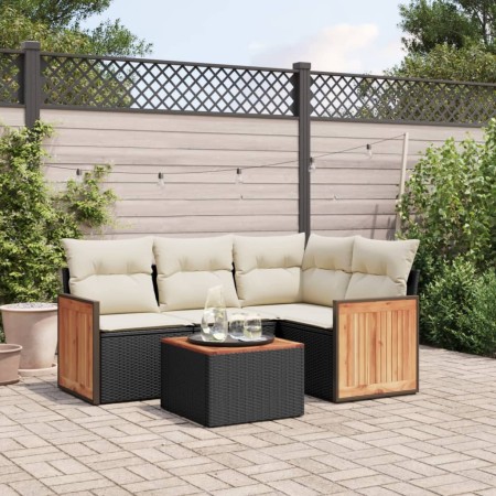 Set de muebles de jardín 5 pzas y cojines ratán sintético negro de , Conjuntos de jardín - Ref: Foro24-3227617, Precio: 300,5...
