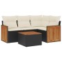 Set de muebles de jardín 5 pzas y cojines ratán sintético negro de , Conjuntos de jardín - Ref: Foro24-3227617, Precio: 300,5...