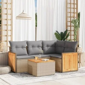 Juego de sofás jardín con cojines 5 pzas ratán sintético beige de , Conjuntos de jardín - Ref: Foro24-3227620, Precio: 337,70...