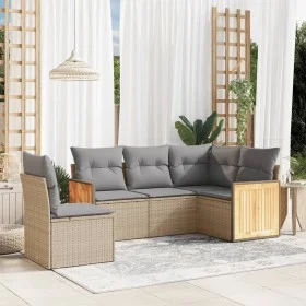 Juego de sofás jardín con cojines 5 pzas ratán sintético beige de , Conjuntos de jardín - Ref: Foro24-3227655, Precio: 343,13...