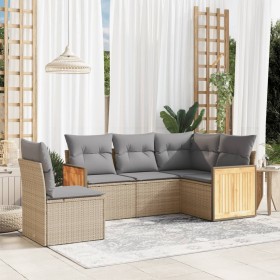 Juego de sofás jardín con cojines 5 pzas ratán sintético beige de , Conjuntos de jardín - Ref: Foro24-3227655, Precio: 328,71...