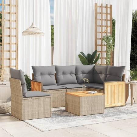 Juego de sofás jardín con cojines 6 pzas ratán sintético beige de , Conjuntos de jardín - Ref: Foro24-3227662, Precio: 366,99...